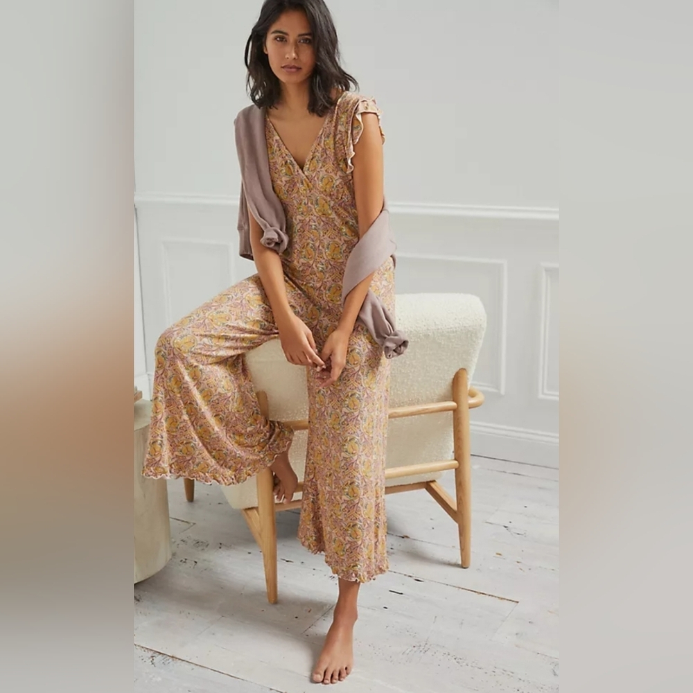Anthropologie Matilda Ruffled Jumpsuit Sz L - Like New!